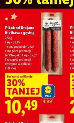Lidl Kiełbasa z gęsiną Pikok Od Krajana oferta