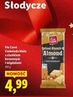 Lidl Czekolada biała z ciastkami korzennymi i migdałami Fin Carre oferta