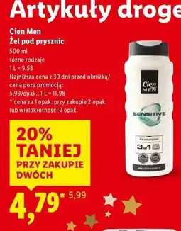 Lidl Żel pod prysznic sensitive Cien Men oferta