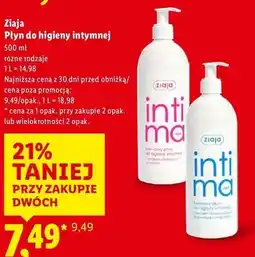 Lidl Kremowy płyn do higieny intymnej z kwasem mlekowym Ziaja Intima oferta