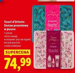 Lidl Zestaw w puszce ikiga: żel pod prysznic + płyn do kąpieli woda toaletowa Tesori D'oriente oferta