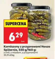Biedronka Korniszony z przyprawami Nasza Spiżarnia, 330 g/160 g: z chili, z miodem, z przyprawami oferta