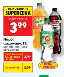 Biedronka Napój gazowany, 1 l: Mirinda, 7up, Pepsi, Pepsi Zero Lemon oferta
