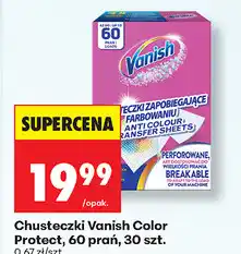 Biedronka Chusteczki Vanish Color Protect, 60 prań, 30 szt oferta