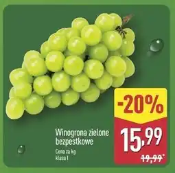 ALDI Winogrona zielone bezpestkowe oferta