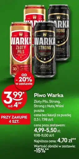 Żabka Piwo Warka (Złoty Pils, Strong, Strong z Nutą Wiśni) puszka oferta
