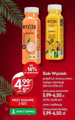 Żabka Sok Wycisk (grejpfrut, smoczy owoc, mango-marakuja) oferta