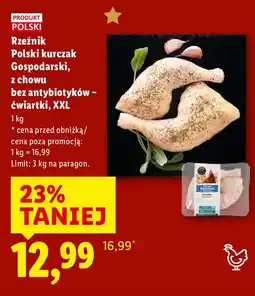 Lidl Polski kurczak Gospodarski, z chowu bez antybiotyków - ćwiartki, XXL Rzeźnik oferta