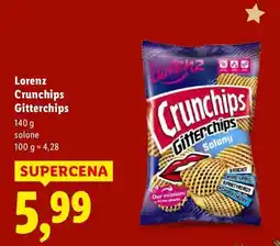 Lidl Chipsy Crunchips, Gitterchips solone Lorenz oferta