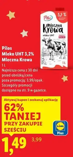 Lidl Mleko UHT Mleczna Krowa 3,2% Pilos oferta