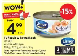 Intermarche Tuńczyk w kawałkach LISNER w sosie własnym oferta