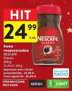 Intermarche Kawa rozpuszczalna NESCAFE Classic, 200 g, 12,50 zł / 100 g oferta