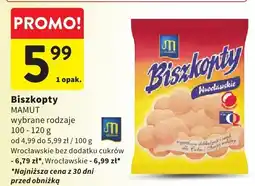 Intermarche Biszkopty MAMUT wybrane rodzaje, 100 - 120 g, od 4,99 do 5,99 zł / 100 g oferta