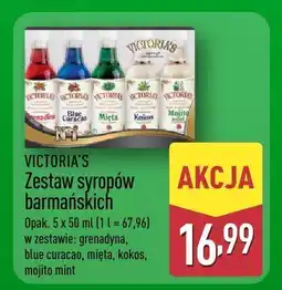 ALDI Zestaw syropów barmańskich: grenadyna, blue curacao, mięta, kokos, mojito mint Victoria's oferta