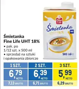 Makro Śmietanka Fine Life UHT 18% oferta