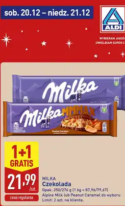 ALDI Czekolada Milka Alpine Milk 1+1 gratis oferta