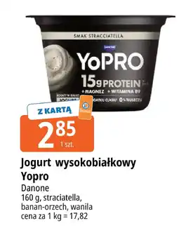 E.Leclerc Jogurt wysokobiałkowy Yopro Danone stracciatella, banan-orzech, wanila oferta
