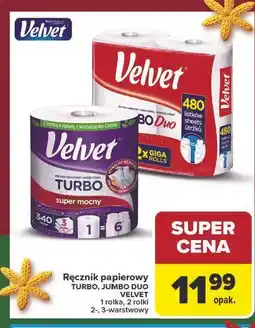 Carrefour Ręcznik papierowy TURBO, JUMBO DUO VELVET oferta