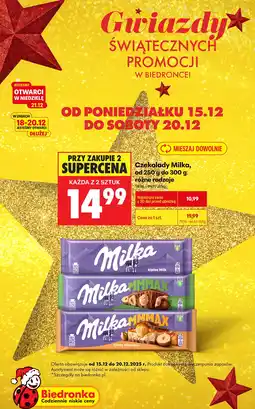 Biedronka Czekolada 250-300 g różne rodzaje Milka oferta