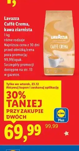Lidl Kawa Lavazza Caffe Crema, kawa ziarnista oferta