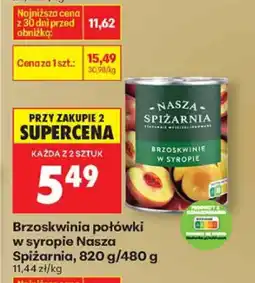 Biedronka Brzoskwinia połówki w syropie Nasza Spiżarnia oferta