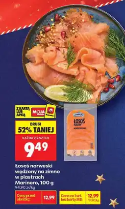 Biedronka Łosoś norweski wędzony na zimno w plastrach Marinero oferta