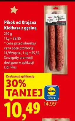 Lidl Pikok od Krajana Kiełbasa z gęsiną oferta