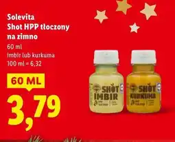 Lidl Solevita Shot HPP tłoczony na zimno (imbir lub kurkuma) oferta