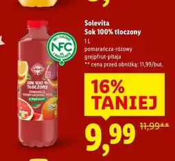 Lidl Solevita Sok 100% tłoczony (pomarańcza-różowy lub grejpfrut-pitaja) oferta