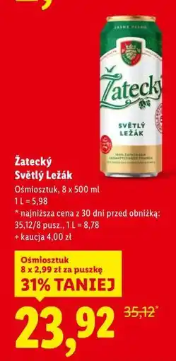 Lidl Žatecký Světlý Ležák (8 x 500 ml) oferta