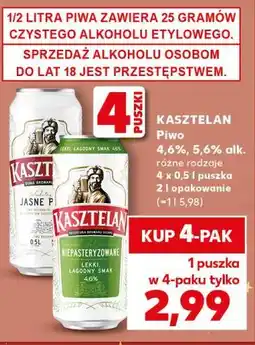 Kaufland Kasztelan Piwo 4 x 0,5 l puszka oferta
