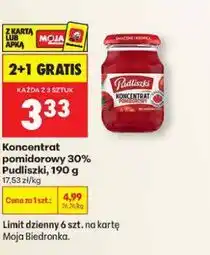 Biedronka Koncentrat pomidorowy 30% Pudliszki, 190 g oferta