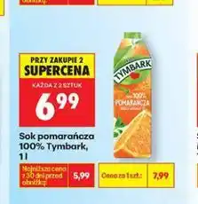 Biedronka Sok pomarańcza 100% Tymbark, 1 l oferta