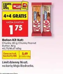 Biedronka Baton Kit Kat: Chunky, 40 g / Chunky Peanut Butter, 42 g / Chunky White, 40 g oferta