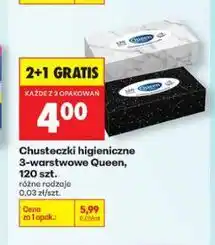 Biedronka Chusteczki higieniczne 3-warstwowe Queen, 10 x 10 szt oferta