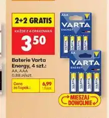 Biedronka Baterie Varta Energy, AAA 4 szt oferta