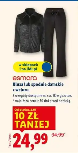 Lidl Esmara Bluza lub spodnie damskie z weluru oferta