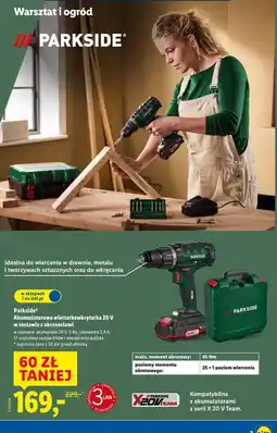 Lidl Parkside Akumulatorowa wiertarkowkrętarka 20 V w zestawie z akcesoriami oferta