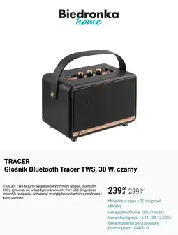 Biedronka Głośnik Bluetooth Tracer TWS, 30 W, czarny oferta
