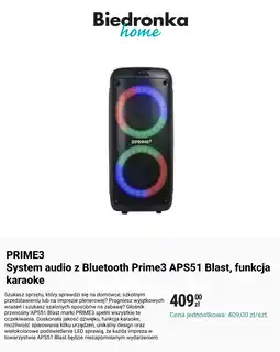 Biedronka System audio z Bluetooth Prime3 APS51 Blast, funkcja karaoke oferta