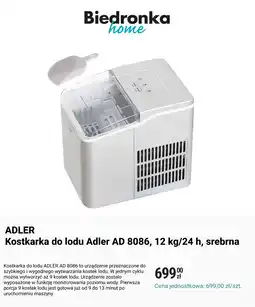 Biedronka Kostkarka do lodu Adler AD 8086, 12 kg/24 h, srebrna oferta