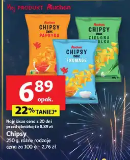 Auchan Chipsy papryka, zielona cebulka lub fromage Auchan oferta
