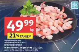 Auchan Krewetki obrane, blanszowane, z ogonkiem oferta