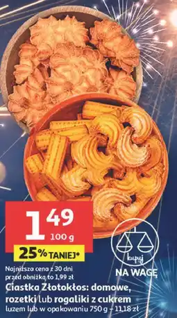 Auchan Ciastka Złotokłos: domowe, rozetki lub rogaliki z cukrem oferta