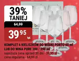 bi1 Komplet 6 kieliszków do wódki porto 60 ml lub do wina pure 280/390 ml oferta