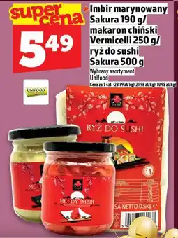 Topaz Imbir marynowany Sakura 190 g / makaron chiński Vermicelli 250 g / ryż do sushi Sakura 500 g oferta