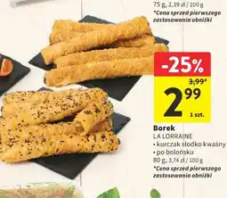 Intermarche Borek LA LORRAINE 80 g (kurczak słodko kwaśny / po bolońsku) oferta