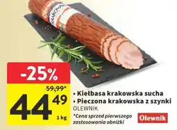 Intermarche Kiełbasa krakowska sucha / Pieczona krakowska z szynki OLEWNIK oferta