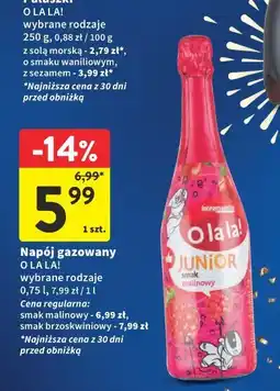 Intermarche Napój gazowany O LA LA! Junior smak malinowy 0,75 l oferta