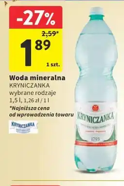 Intermarche Kryniczanka Woda Mineralna 1,5L oferta